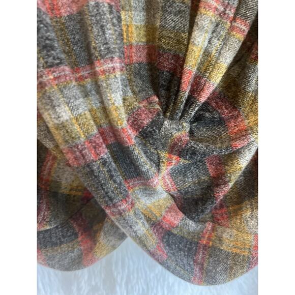 Fantastic Fawn Womens Plaid Boho Criss Cross Top Size M Grunge Indie Western - Picture 4 of 11